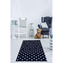 Renas Store Pelangi Siyah Denizci Çapa Desenli Dijital Baskı Yıkanabilir Kaymaz Taban Çocuk Odası Halısı, Siyah 60 x 200