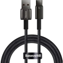 Renas Store Baseus Tungsten Gold Hızlı Şarj Kablosu USB To Type-C 100W, 1m, Siyah