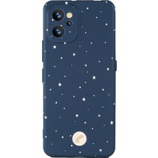Renas Store S19 Max Pro ile Uyumlu Kamera Korumalı Silikon Kılıf, Lacivert, Yıldız Desenli