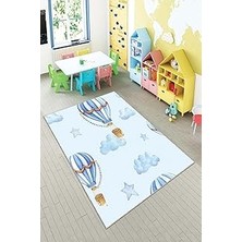 Renas Store Pelangi Uçan Balon Desenli Dijital Baskılı Yıkanabilir Kaymaz Taban Çocuk Odası Halısı, Açık Mavi 160 x 240, 90OTC42HNG160240