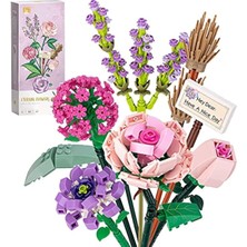 Renas Store Vrbff Çiçek Buketi Yapı Seti, Yapay Gül Çiçekleri Yapı Taşları, Kendin Yap Benzersiz Dekorasyon Ev, Botanik Koleksiyonu (547 Adet (Lavanta/gül/ortanca/kamelya))