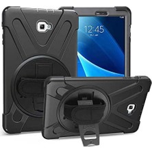Renas Store Samsung Galaxy Tab A 10.1 T580 T583 T585 ile Uyumlu Kılıf Defender Askılı Zırhlı Tank Case Siyah