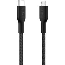 Renas Store Belkin Eco Usb-C - Micro USB Kablosu, 1 M, Yumuşak, Örgülü, Esnek Hızlı Şarj Kablosu, Usb-If Sertifikalı Type-C - Micro USB Şarj Kablosu, Kameralar, Hoparlörler ve Daha Fazlası Için, Siyah