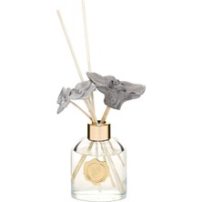 Renas Store Missi 130 ml Elips Cam Şişe Seramik Çiçek Taşlı Bambu Çubuklu Black Orchid Oda Kokusu