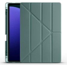 Renas Store Zore Galaxy ile Uyumlu Tab S10 Plus Kılıf Zore Tri Folding Kalem Bölmeli Standlı Kılıf Koyu Yeşil