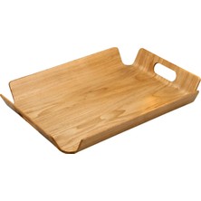 Vivarel Iskandinav Stil Ahşap Kavisli Dekoratif Tepsi- Small - 39,5 x 28,5 cm