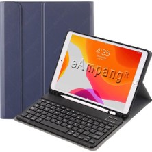 Renas Store Apple iPad 8. Nesil 10.2" ile Uyumlu Kılıf Kablosuz Klavyeli Case Mobax A2270 A2428 A2429 A2430 Lacivert