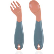 Renas Store Babyjem Açılı Mama Kaşık Çatal Takımı Gül Kurusu