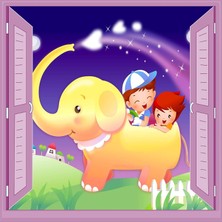 Renas Store Çocuk Odası Bebek Odası Pencere Poster Duvar Kağıdı Fil