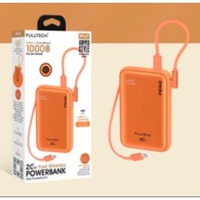 Fulltech FP47 10.000MAH 20W Pd Hızlı Şarjlı Dahili Lightning & Type-C Kablolu LCD Ekranlı Powerbank Copper Style