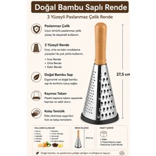 Empressco 3 Yüzeyli Doğal Bambu Saplı Paslanmaz Çelik Rende
