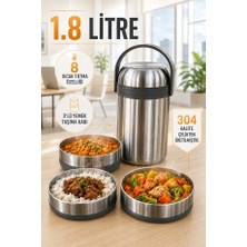 Begin Power 3lü Paslanmaz Çelik Yemek Termosu Sefer Tası 1,8 Litre 3 Katlı Yemek Kabı