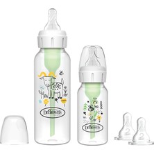 Renas Store Dr. Brown's Dar Ağız Antikolik Options+ Desenli Set (1X120 & 1X250 ml Pp Biberon, 2xl2 B. Emzik, Fırça)