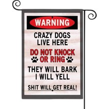 Renas Store Vkwe Bahçe Bayrağı - 'uyarı Çılgın Köpekler Burada Yaşıyor' Bahçe Bayrakları Dekoratif Dış Mekan Bayrakları Basit ve Hafif 40 x 45 cm Çift Taraflı