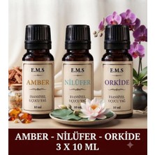 E.M.S Amber - Nilüfer- Orkide Esansiyel Uçucu Yağ Buhurdanlık Yağı Difüzör Esansı Oda Kokusu Mum Esansı