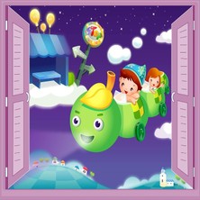 Renas Store Çocuk Odası Bebek Odası Pencere Poster Duvar Kağıdı Tırtıl