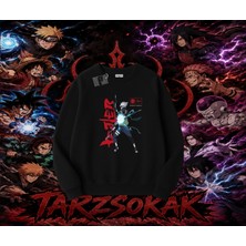 Tarzsokak Kakashi Hatake Naruto Anime Karakteri Oversize Unisex Bisiklet Yaka Sweatshirt Beyaz