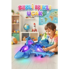 Farbu Oyuncak Işıklı ve Müzikli Çarp-Dön Savaş Uçağı - Hareketli ve Eğlenceli Oyuncak Uçak 24 cm