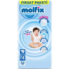 Renas Store Molfix 3D Bebek Bezi 4+ Beden (9-16 Kg) Maxiplus, Fırsat Paketi, 52 Adet
