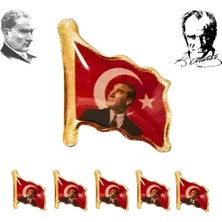 Renas Store Esmay Türk Bayrağı Yaka Rozeti Atatürk Metal Rozet Klipsli 5 Adet Dalgalanan Türk Bayrağı Atatürk Rozeti