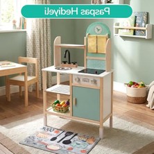 MarkEntegra Montessori Eğitici Ahşap Mutfak Seti, LED Ocaklı Rol Yapma Oyunu ile Eğlenceli