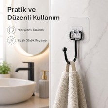 MarkEntegra Siyah Güçlü Yapışkanlı Kancalar, Mutfak ve Ofis Için 2 Adet