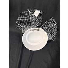 Nikâh Şapkası Vualet Fascinator Gelin Saç Aksesuarı Tüllü File Detaylı El Yapımı Vintage Ingiliz Tarzı Düğün Nişan Söz Davet Şapka
