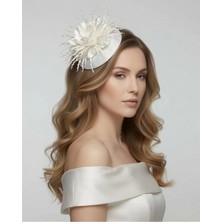 Vualet Nikâh Şapkası Gelin Şapkası Fascinator Hat Kadın Saç Aksesuarı Kokteyl Parti Düğün Nişan Söz Kına Mezuniyet Yılbaşı Davet Şapkası Özel Tasarım Beyaz Şapka