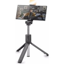 Nodar ND-1038 Telefon Tripodu ve Selfie Çubuğu Seti Bluetooth 5.0 Kumandalı LED 69 cm - Siyah