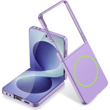 Ceponya Galaxy Z Flip 8 Kılıf Wireless Şarj Özellikli Kıpta Magsafe Lüx Mat Kapak