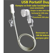 Empressco Portatif USB Kamp Duşu 10 Litre Su Bidonu ve Damacanaya Girer USB 2 Amper ve Üstü ile Çalışır