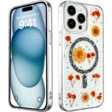 Royaleks Apple Iphone 14 Pro Kılıf Daisy Simli Magsafe Kapak - Siyah