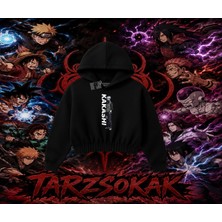 Tarzsokak Kakashi Hatake Naruto Anime Karakteri Kadın Crop Kapşonlu Sweatshirt Beyaz