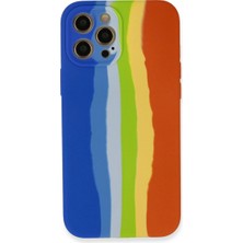 Magicool Iphone 12 Pro Kılıf Ebruli Lansman Silikon - Mavi-Turuncu