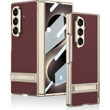 Ceponya Galaxy Z Fold 8 Ultra Kılıf Kıpta Kpt-08 Premium Deri Görünümlü Metal Standlı Kapak