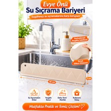 Bluvex Evye Önü Su Sıçrama Bariyeri Vantuzlu Silikon Tezgah Koruyucu Lavabo Su Sıçrama Önleyici 35 cm