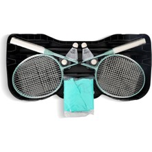 Gym Badminton File Raket Top Seti 4 Raket, 4 Top, Çanta Platformlu File