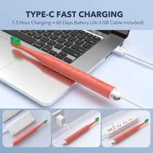Sonic Elektrikli Diş Fırçası, Yetişkinler ve Çocuklar Için, 4 Fırça Başlı, Tip C, Hızlı