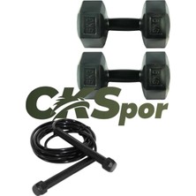 Süper Set Dambıl Seti 5 kg x 2 Adet 10 kg + Siyah Atlama Ipi Ağırlık Seti