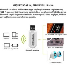 USB Aux Çift Çıkışlı Bluetooth Ses Alıcısı - Araç Içi ve Ev Teybi Kablosuz Aparat -AL581
