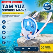 Çift Tüplü Şnorkel Maskesi (S-M) Beden Tam Kuru Dalış Yüzme Maskesi Full Face Dalış Gözlü