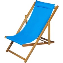 Ahşap Katlanabilir Taşınır Şezlong. Plaj, Bahçe, Teras, Balkon Şezlongu. (Turkuaz)
