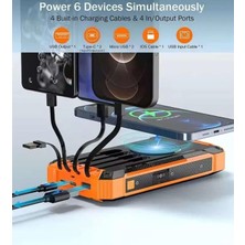 20000MAH Powerbank Solar Güneş Enerjili Wireless Kablosuz Şarj Özellikli Taşinabilir Şarj LED