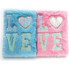 15X22 cm Kullanıma Uygun Love Tasarımlı Peluş Hatıra Defteri
