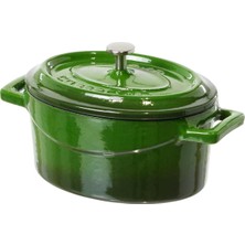Metal Oval Mini Tencere, Yeşil
