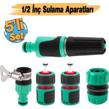 5'li Set Yarım Parmak 1/2 Inç Hortum Ekleme Aparatı Sulama Başlık Sök Tak Musluk Çeşme Takm
