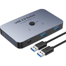 USB Anahtarı 3.0 Kvm Anahtarı, Alüminyum USB Değiştirici 2 Bilgisayar Paylaşım 4 USB Aygıtı