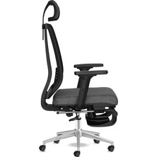 Spark Sx Ofis Sandalyesi Ayak Uzatmalı Fileli Sırt Ergonomik Çalışma Koltuğu (Siyah-Krom)