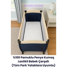 Beyaz RENKLI%100 Pamuklu Soft Penye Kumaş Lastikli Bebek Yatağı Çarşafı (Tüm Park Yataklara U