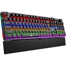 Natus USB Kablolu Rainbow Makro Gaming Mekanik Klavye, Red Switch, Mekanik Bilek Destekli, Siyah